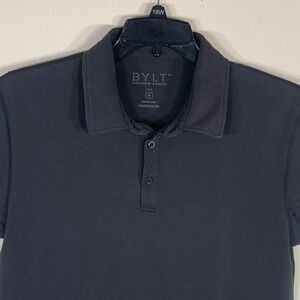 BYLT LUX Polo Men's Medium Gray Short Sleeve Premium Basics Stretch Casual